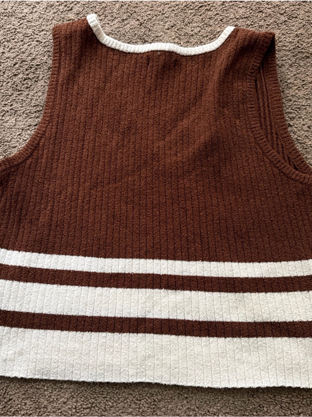 PacSun Brown and Cream Striped V-Neck Knit Tank - Picture 3 of 3